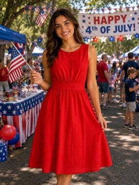London Times Red Party Dress Size 14 Petite